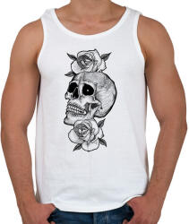 printfashion Skull and Rose - Férfi atléta - Fehér (1849085)