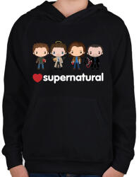 printfashion Supernatural - Gyerek kapucnis pulóver - Fekete (5088942)