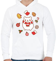 printfashion Boldog jegesmedve karácsonya - Férfi kapucnis pulóver - Fehér (1094138)