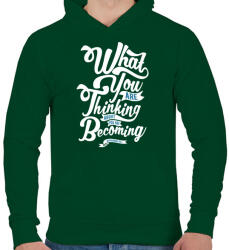 printfashion Mire gondolsz ? - Férfi kapucnis pulóver - Sötétzöld (205306)