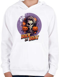 printfashion Trick or Treat skull - Gyerek kapucnis pulóver - Fehér (16854859)