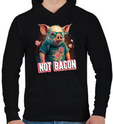 printfashion Vegán malac - not bacon - Férfi kapucnis pulóver - Fekete (12652009)