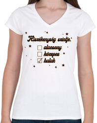 printfashion Hiszékenység szintje - Női V-nyakú póló - Fehér (8525444)