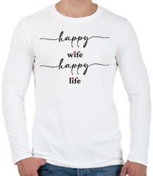 printfashion Happy Wife 1 - Férfi hosszú ujjú póló - Fehér (14849975)