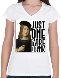 printfashion Just one more drink - Női V-nyakú póló - Fehér (7066102)