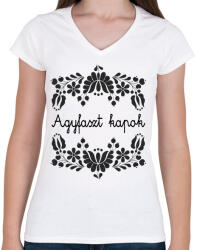 printfashion Agyfaszt kapok - Női V-nyakú póló - Fehér (16375305)
