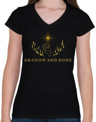 printfashion Shadow and Bone - Női V-nyakú póló - Fekete (14744787)