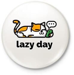 printfashion Lazy Day - Kitűző, hűtőmágnes - Fehér (10804591)