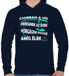 printfashion Csobban a víz- peregnek az évek - Férfi kapucnis pulóver - Sötétkék (4767109)