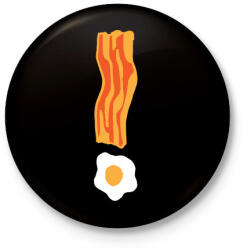 printfashion Bacon tojás - Kitűző, hűtőmágnes - Fekete (3100534)
