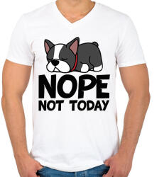 printfashion Nope puppy - Férfi V-nyakú póló - Fehér (1984682)
