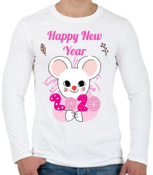 printfashion happy new year - Férfi hosszú ujjú póló - Fehér (2090688)