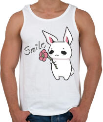 printfashion Nyuszi Virággal - Mosolyogj - Férfi atléta - Fehér (4177879)