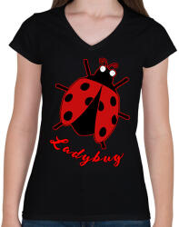 printfashion Katicabogár - Női V-nyakú póló - Fekete (13021470)