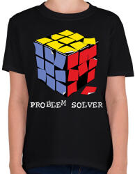 printfashion Rubik kocka egyszerűen - Gyerek póló - Fekete (1845741)