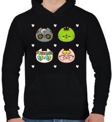 printfashion Cat style - Férfi kapucnis pulóver - Fekete (4789656)