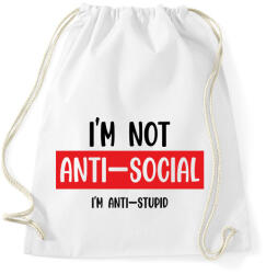 printfashion I'm not anti-social (black) - Sportzsák, Tornazsák - Fehér (7030627)