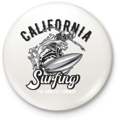 printfashion Szörf 02 - California Surfing - Kitűző, hűtőmágnes - Fehér (4923787)