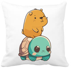 printfashion Capybara és teknős - Párnahuzat, Díszpárnahuzat - Fehér (13996759)