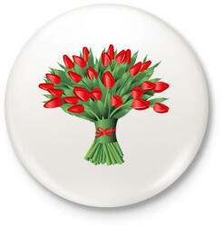 printfashion Tulipáncsokor - Kitűző, hűtőmágnes - Fehér (12067862)