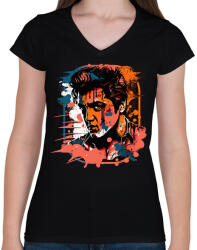 printfashion Elvis Presley - Női V-nyakú póló - Fekete (12600034)