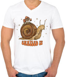 printfashion Snailed it - Férfi V-nyakú póló - Fehér (13403765)