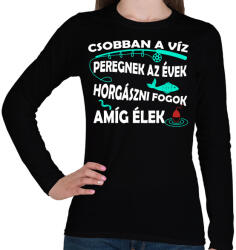 printfashion Csobban a víz- peregnek az évek - Női hosszú ujjú póló - Fekete (4767543)