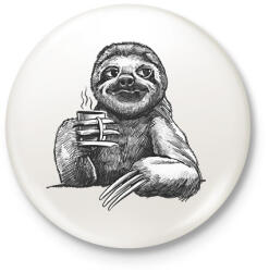 printfashion Kávézó lajhár - Kitűző, hűtőmágnes - Fehér (11965553)