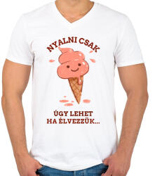 printfashion NYALNI CSAK ÚGY LEHET - Férfi V-nyakú póló - Fehér (10951178)