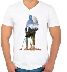 printfashion Alaszkai Vadonban - Férfi V-nyakú póló - Fehér (5449673)