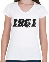 printfashion 1961 - Női V-nyakú póló - Fehér (6173849)