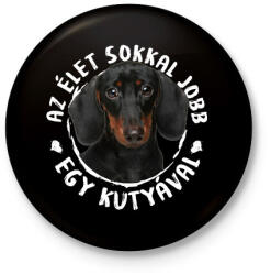 printfashion Tacskó - Kitűző, hűtőmágnes - Fekete (5438353)
