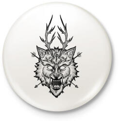 printfashion Demon Wolf - Kitűző, hűtőmágnes - Fehér (3081893)