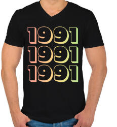 printfashion 1991 - Férfi V-nyakú póló - Fekete (12737343)
