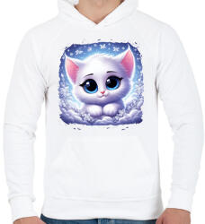 printfashion Cuki cicus - Férfi kapucnis pulóver - Fehér (14923693)