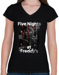 printfashion FNAF - Női V-nyakú póló - Fekete (14628846)