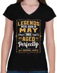 printfashion A tökéletes legendák májusban születtek - Női V-nyakú póló - Fekete (6087226)