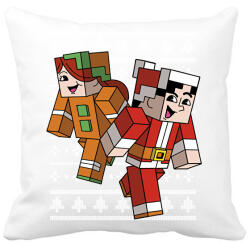 printfashion Minecraft Karácsony - Párnahuzat, Díszpárnahuzat - Fehér (11277897)