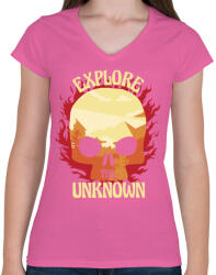 printfashion Explore - fedezd fel az ismeretlent - Női V-nyakú póló - Rózsaszín (5645967)