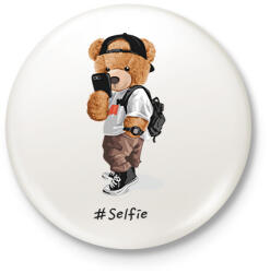 printfashion Szelfi maci - Kitűző, hűtőmágnes - Fehér (7065039)