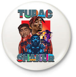 printfashion Tupac - Kitűző, hűtőmágnes - Fehér (15051229)