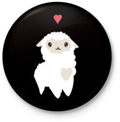 printfashion Alpaca - fehér - Kitűző, hűtőmágnes - Fekete (5315856)