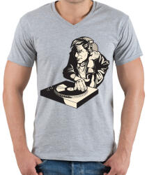 printfashion DJ - Férfi V-nyakú póló - Sport szürke (43532)