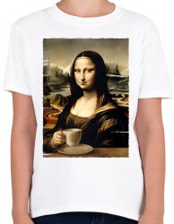 printfashion Kávés Mona Lisa - Gyerek póló - Fehér (15975123)