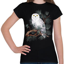 printfashion Fehér bagoly - Női póló - Fekete (13826665)