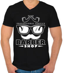 printfashion Barbershop 5 - Férfi V-nyakú póló - Fekete (6185122)