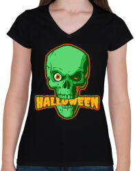 printfashion Halloween - Női V-nyakú póló - Fekete (9528637)