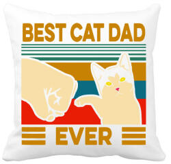 printfashion Best Cat Dad Ever - Párnahuzat, Díszpárnahuzat - Fehér (4004786)