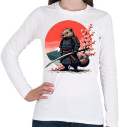 printfashion Samurai bober - Női hosszú ujjú póló - Fehér (16508801)