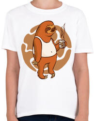 printfashion Lajhár kávéval - Gyerek póló - Fehér (11963815)